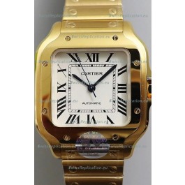 Santos De Cartier 1:1 Mirror Replica - 36MM Yellow Gold Swiss Movement Watch 