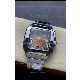 Cartier Santos De Cartier 904L Steel Brown Dial 1:1 Mirror Replica - 40MM Stainless Steel Watch