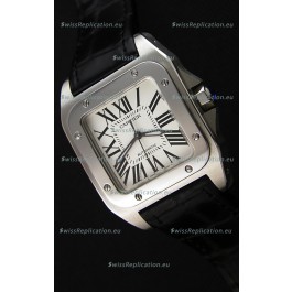 Cartier Santos De Cartier 1:1 Mirror Replica Black Strap 33MM Ladies Watch 