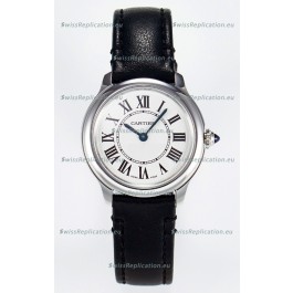 Ronde De Cartier Super Clone 29MM Swiss Replica Watch in Silver-Plated White Dial