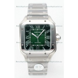 Cartier Santos De Cartier 904L Steel Green Dial Super Clone Replica 40MM Watch 