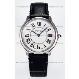 Ronde De Cartier Super Clone 36MM Swiss Replica Watch in Silver-Plated White Dial