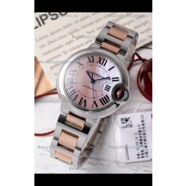 Ballon De Cartier Swiss Automatic Pink Pearl Dial Mirror Quality 33MM in Two Tone Casing