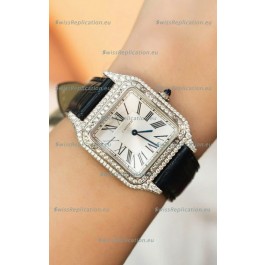 Cartier Santos Dumont 27.5MM Super Clone Edition Watch in Mossanites Casing