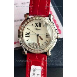 Chopard Happy Stainless Steel Swiss Quartz Watch 1:1 Mirror Replica - Genuine Diamonds 