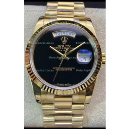 Rolex Day Date Presidential 18K Yellow Gold Watch 36MM - Black Dial 1:1 Mirror Quality