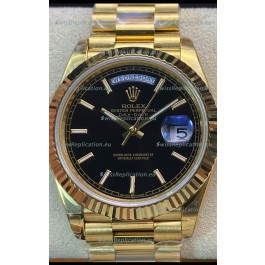 Rolex Day Date Presidential 18K Yellow Gold Watch 36MM - Black Dial 1:1 Mirror Quality