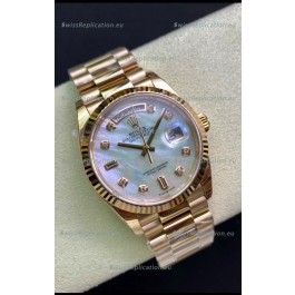 Rolex Day Date 36MM Rose Gold in White Mother of Pearl Dial 1:1 Mirror Replica Watch