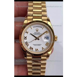 Rolex Day Date 36MM Yellow Gold M128238 in White Arabic Dial 1:1 Mirror Replica Watch