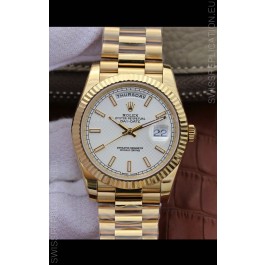 Rolex Day Date Presidential 904L Steel Yellow Gold 40MM - White Dial 1:1 Mirror Quality Watch