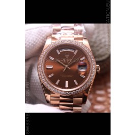 Rolex Day Date Presidential 904L Steel Rose Gold 40MM - Brown Dial 1:1 Mirror Quality Watch