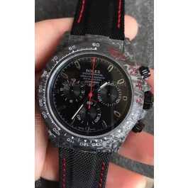 Rolex Daytona DiW Forged Cabon Casing 1:1 Mirror Replica with Nylon Strap - Full Black Dial 