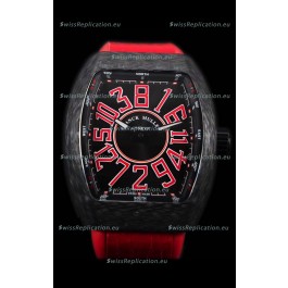 Franck Muller Vanguard Carbon Casing Red Indexes Swiss Watch