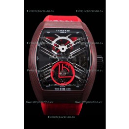 Franck Muller Vanguard Skeleton Tourbillon Red Carbon Swiss Replica Watch