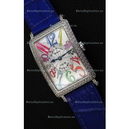 Franck Muller Long Island Color Dreams Ladies Swiss Replica Watch - Blue Strap