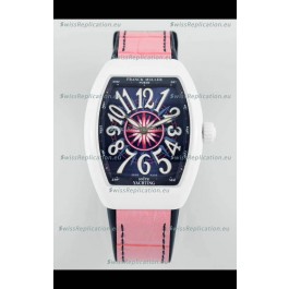 Franck Muller Vanguard Yachting V32 Ceramic Casing Pink Dial/Strap Swiss Replica Watch 