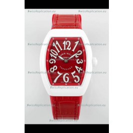 Franck Muller Vanguard Yachting V32 Ceramic Casing Red Dial/Strap Swiss Replica Watch 