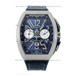 Franck Muller Vanguard V45 Chronograph 904L Steel Blue Dial with Diamonds Swiss Watch