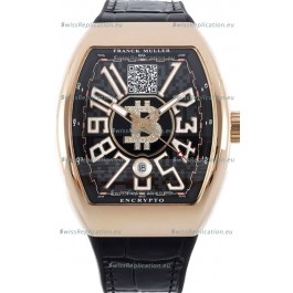 Franck Muller Vanguard Encrypto BTC V45 Rose Gold Casing Swiss Replica Watch