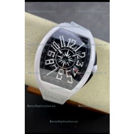 Franck Muller Vanguard Yachting White Ceramic Black Dial 1:1 Mirror Swiss Replica Watch