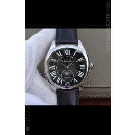 Drive De Cartier Moonphase Edition 1:1 Mirror Replica Watch in Stainless Steel - Brown Dial 