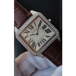 Cartier Santos Dumont 1:1 Swiss Replica Watch in Quartz Movement - Diamonds Bezel 