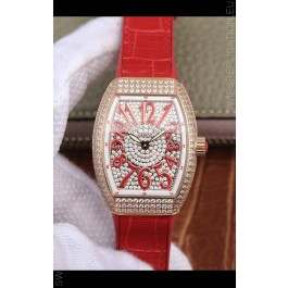 Franck Muller Vanguard Ladies 1:1 Mirror Swiss Replica Watch 32MM Wide Rose Gold Casing