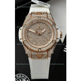 Hublot Big Bang One Click Diamonds Paved Dial Rose Gold Swiss Replica Watch 39MM