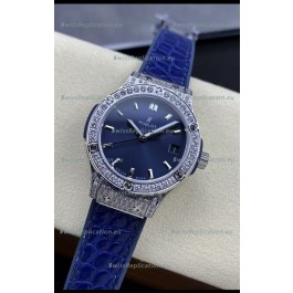 Hublot Classic Fusion Stainless Steel 33MM Blue Dial Swiss Quartz Movement Watch 1:1 Mirror Quality