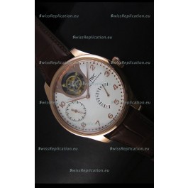 IWC Portugieser Tourbillon Rose Gold Watch in White Dial 