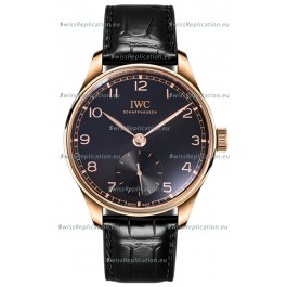 IWC Portugieser Automatic 40 IW358401 Black Dial in Rose Gold Casing Mirror Replica Watch 
