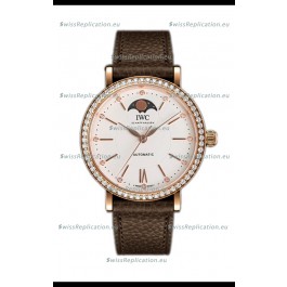 IWC Portofino IW6596 Automatic Moon Phase Rose Gold Casing Watch in White Dial 37MM