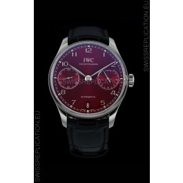 IWC Portugieser Swiss IW500714 1:1 Mirror 904L Steel Watch Burgundy Dial Watch 