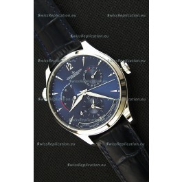Jaeger LeCoultre Master Geographic Power Reserve Steel Case Steel Blue Dial Swiss Replica Watch 