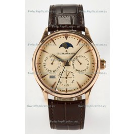 Jaeger LeCoultre Super Clone Master Ultra-Thin Perpetual Calendar Cream Dial Watch