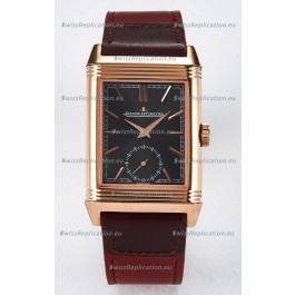 Jaeger-LeCoultre Reverso Super Clone DuoFace Green/White Rose Gold Replica Watch 
