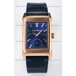 Jaeger-LeCoultre Reverso Super Clone DuoFace Blue/White Rose Gold Replica Watch 