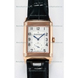 Jaeger-LeCoultre Reverso Super Clone DuoFace Black/White Rose Gold Replica Watch 