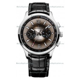 Jaeger LeCoultre Polaris Q902843J Chronograph Grey Dial Leather Strap Swiss Replica Watch 