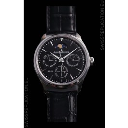 Jaeger LeCoultre Master Ultra Thin Perpetual Swiss Replica Watch in Black Dial 