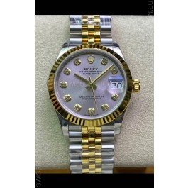 Rolex Datejust 31MM ETA-2671 Movement Swiss Replica in 904L Steel in Silver Dial Yellow Gold 