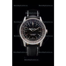 Breitling Navitimer 1 Automatic Swiss Replica Watch in Black Dial - Leather Strap