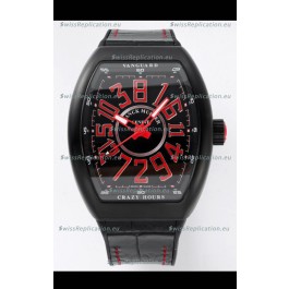 Franck Muller Vanguard Crazy Hours in DLC Coated Casing Black Dial Swiss Replica Watch 