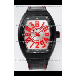Franck Muller Vanguard Crazy Hours in DLC Coated Casing White Dial Swiss Replica Watch 