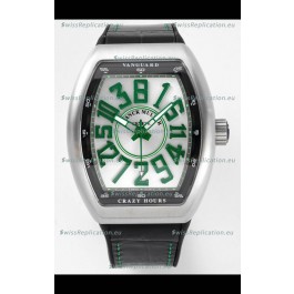 Franck Muller Vanguard Crazy Hours in Stainless Steel - White Dial Swiss Replica Watch 