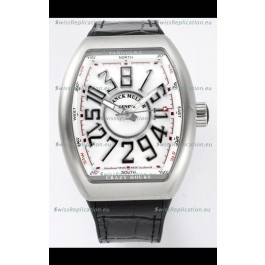 Franck Muller Vanguard Crazy Hours in Stainless Steel - White Dial Swiss Replica Watch 