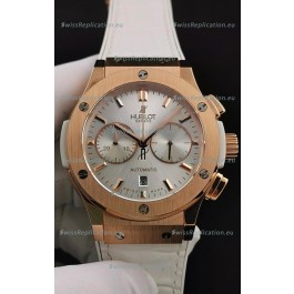 Hublot Classic Fusion Chronograph Rose Gold Casing Steel Dial 1:1 Mirror Replica Watch 