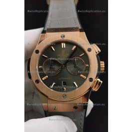 Hublot Classic Fusion Chronograph Rose Gold Casing Brown Dial 1:1 Mirror Replica Watch 
