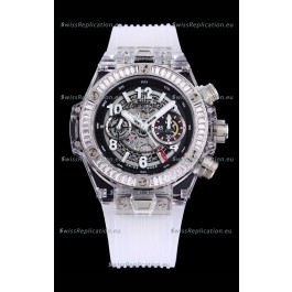 Hublot Big Bang Unico Plexiglass Casing 1:1 Mirror Edition Swiss Replica Watch White Strap
