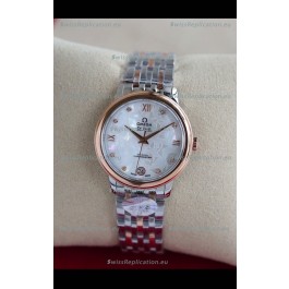 Omega De Ville Edition Swiss Automatic Watch in Two Tone Rose Gold White Dial 